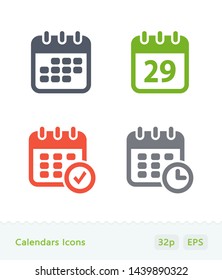 Calendars - Sticker Icons. A set of 4 professional, pixel-perfect icons.