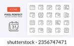 Calendars thin line icon set. Outline symbol collection. Editable vector stroke. 256x256 Pixel Perfect scalable to 128px, 64px...