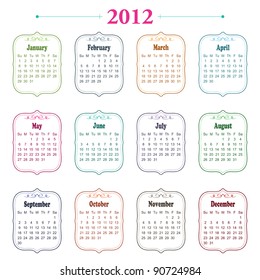 calender for 2012 in ornate frame design