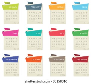 Calender 2012 Square Design Tabs Isolated Stock Vector (Royalty Free ...