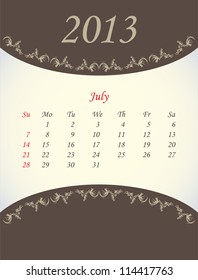 calender for 2013 -july