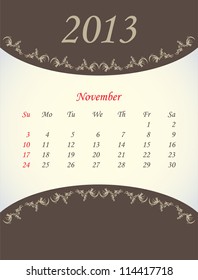 calender for 2013 - november