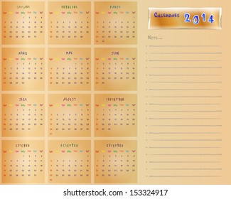 Calender for 2014 brown color
