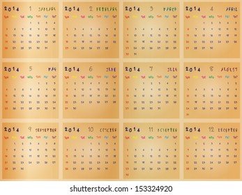 Calender for 2014 brown color