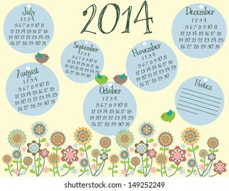 Calender 2014 July - Dec