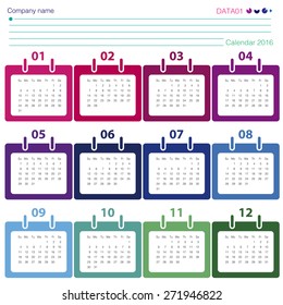 Calender 2016 Minimal Design