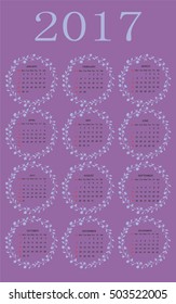 Calender, 2017 new year calendar as a vector illustration