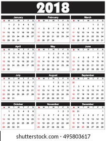 Calender 2018 in vector can be converted into any size for printing without losing resolution. 