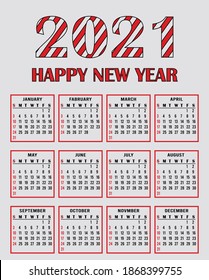 Calender 2021 On Grey Background