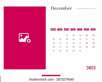 Calender 2021, Table Calender Design of December Month