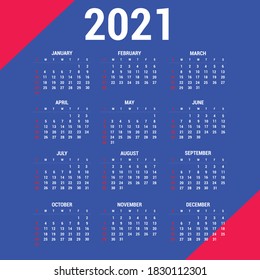 calender 2021 template with holiday