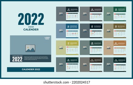 Calender 2022 planner corporate template design set. Week starts on Sunday. template for annual calendar 2022