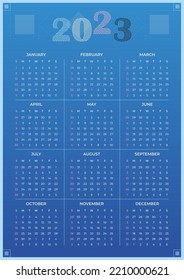Calender 2023 vector template design