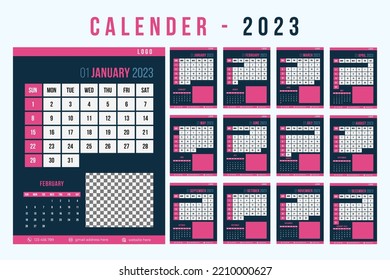 Calender 2023 vector template design