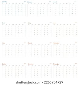 Calender 2024, colorful, chart, months, white background