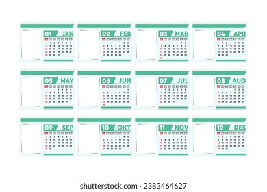 Calender 2024, table calender, editable calender, vector ilustration.