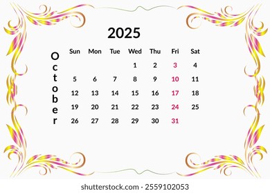 calender for 2025 year design template