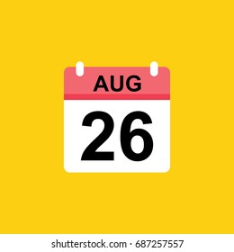 calender - August 26 icon illustration isolated vector sign symbol