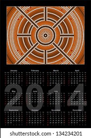 A calender based on aboriginal style of dot painting depicting year 2014
