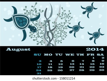 A calender based on aboriginal style of dot painting - August