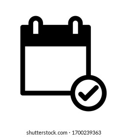 Calentador con marca de verificación, icono de evento en fondo blanco