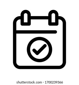 Calender with check mark, event icon on white background