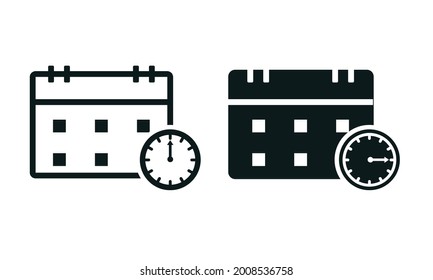 Calender with clock icon. Planning, reminder agenda. Illustration vector