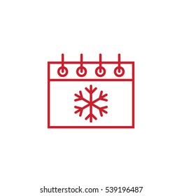 calender date schedule desember snowflake winter xmas christmas date holiday day celebration appointment winter red on white background outline thin line vector icon