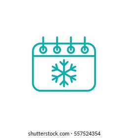 calender date schedule desember snowflake winter xmas christmas date holiday day celebration appointment winter blue on white background outline thin line vector icon