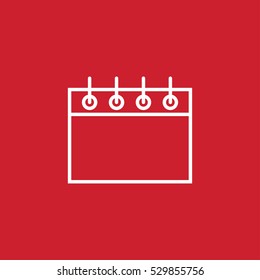 calender date schedule plan date holiday day appointment white on red background outline thin line vector icon