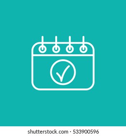 calender date schedule plan holiday day appointment white on blue background outline thin line vector icon