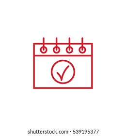 calender date schedule plan date holiday day appointment red on white background outline thin line vector icon