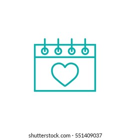calender date schedule winter date holiday valentine day love celebration appointment winter blue on white background outline thin line vector icon