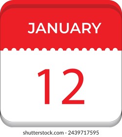 Calender date  simple vector illustration, January 12