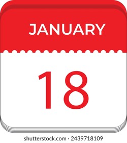 Calender date  simple vector illustration, January 18