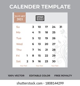 Calender design template vector editable.