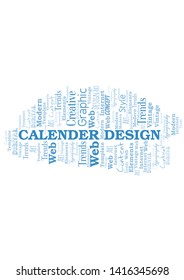 Calender Design word cloud. Wordcloud made with text only.