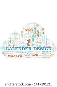 Calender Design word cloud. Wordcloud made with text only.