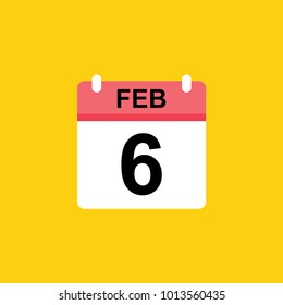 calender - February 6 icon illustration isolated vector sign symbol