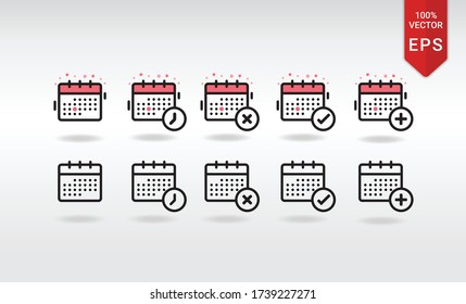 Calender Full And Outline Icons Set Reminder Schedule Appointment Event Office Vector Button Web Design