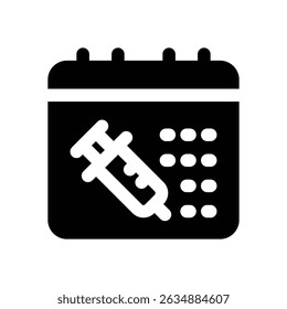 ícone de glifo do calendário. Ícone vetorial forte e sólido para sites, interfaces móveis, apresentações e marca visual. Alta qualidade e fácil de editar.