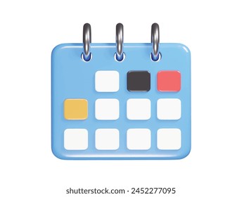 Calender icon 3d render illustration