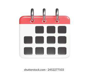Icono de calendario Ilustración de procesamiento 3D
