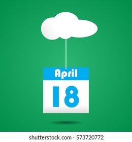 Calender icon with cloud. april 18