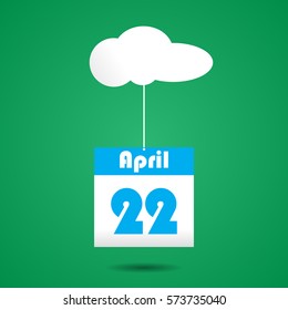 Calender icon with cloud. april 22