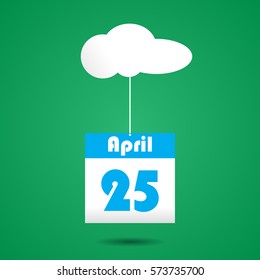 Calender icon with cloud. april 25