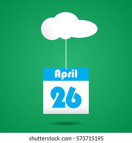Calender icon with cloud. april 26