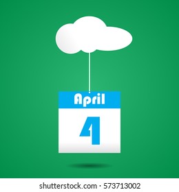 Calender icon with cloud. april 
