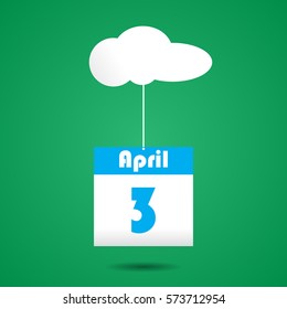 Calender icon with cloud. april 3