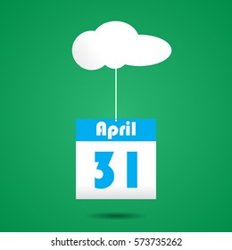 Calender icon with cloud. april 31